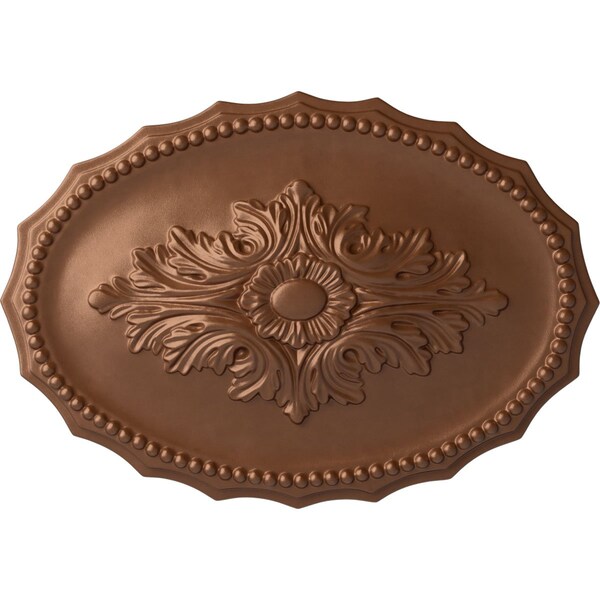 Ekena Millwork Oxford Ceiling Medallion, Hand-Painted Polished Copper, 16 7/8"W x 11 3/4"H x 1 1/2"P CM16OXPOS - main